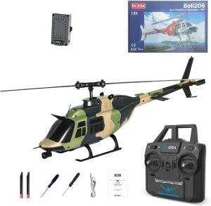 RC ERA C138 Bell 206 Remote Controlled Helicopter for Adult, 1/33 Scale 6CH RTF 2.4G 6-Axis Gyro Aircraft with Altitude Hold Optical Flow Positioning (RTF / 1 Battery)