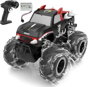 RC Monster Truck 1:16, Electric 4WD Rock Crawler Scale Remote Control Truck Toy Cars, Waterproof & Dustproof Electric Vehicle Toys Car for Ages 6-12 (Red)
