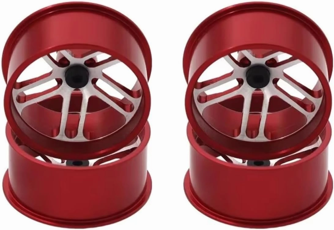 RC Car Upgrade Part for Tamiya for MINI 4WD 4 Pcs Color Wheel Aluminum Medium Diameter Lightweight Wheel Hub Homemade Parts Accessories(Red)