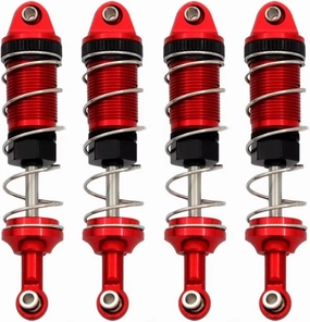 Rc Shock Absorber For MJX H16 16207 For WLtoys 144001 For MN128 MN86 MN86KS 1/16 1/12 4pcs Metal Shock Absorber Damper RC Car Upgrade Parts Replacement Use(Red)
