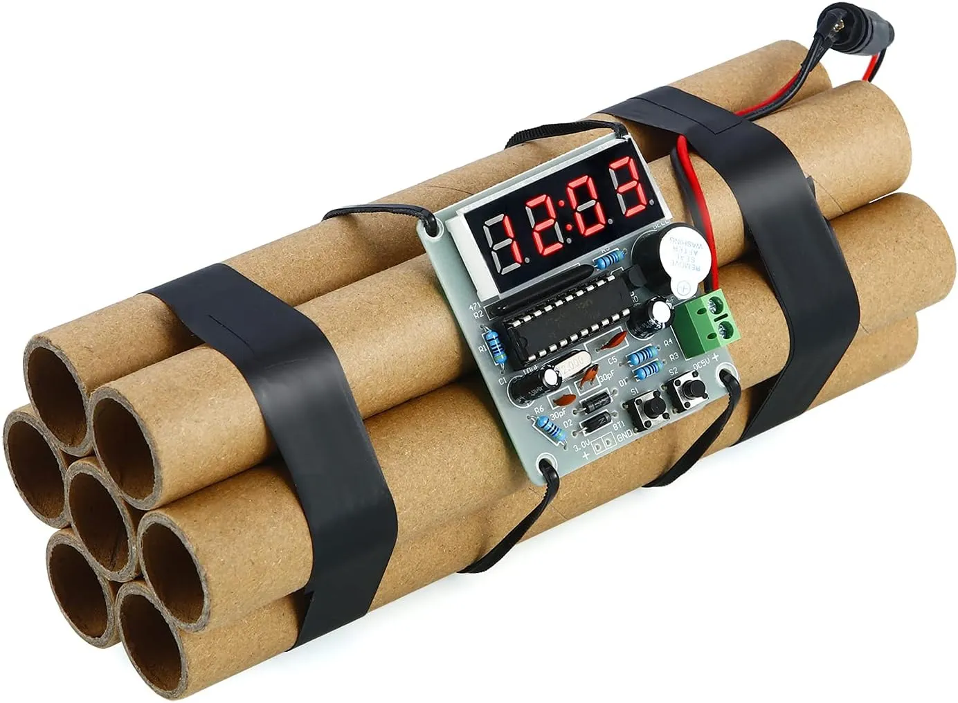 Realistic Fake Bomb Prop for Movies, Pretend Explosive-Themed Toy Bomb for Kids Role Play, Halloween Fake Bomb for Pranks,Cosplay, Military Training Fake Dynamite Party Decoration