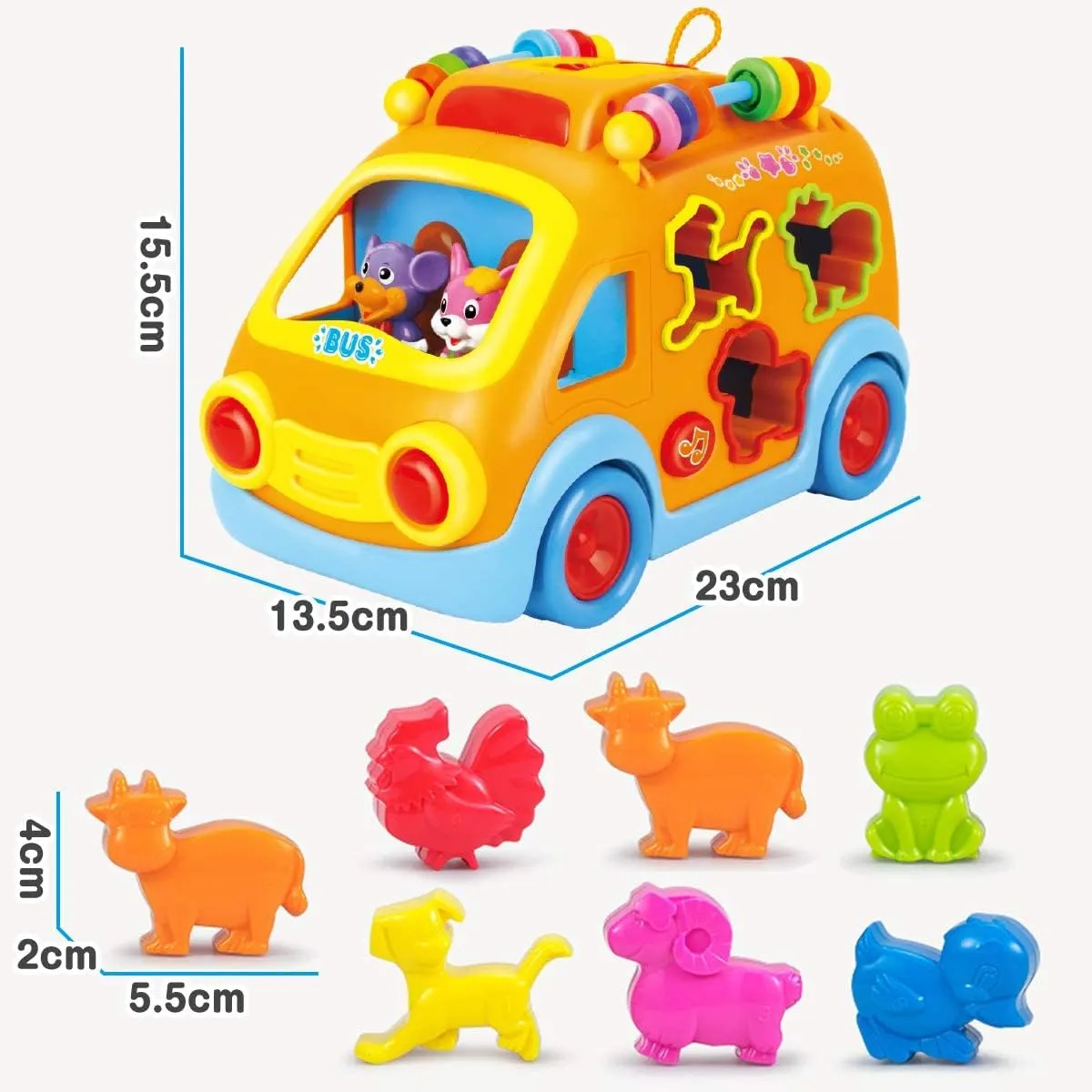 REMOKING Baby Electronic Musical Bus Toys with Lights & Music,Shape Color Sorter,Rotating Gear,Early Development, Learning Toys,Educational Preschool Girls Boys Toddlers Kids