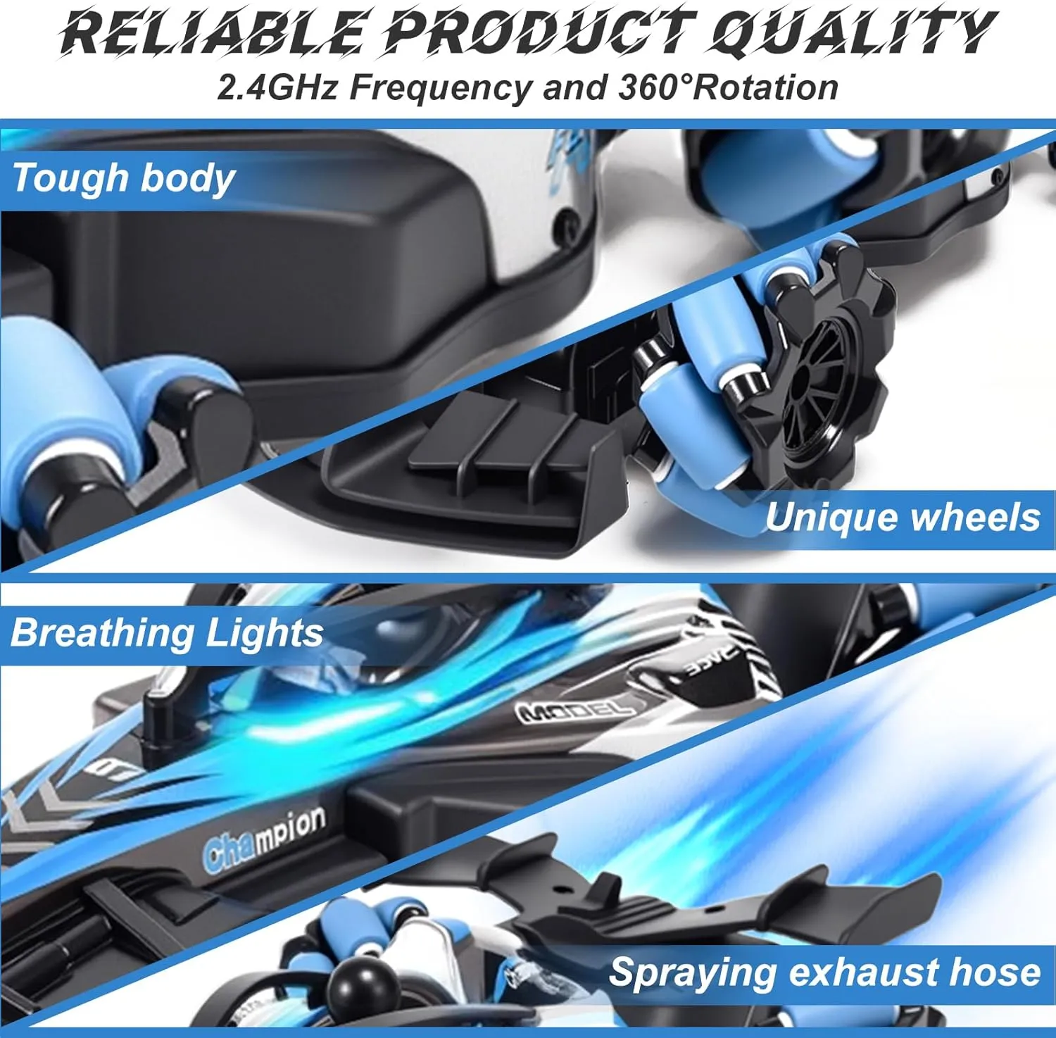 Remote Control F1 Car RC Cars Toys,Cool Rechargeable Stunt RC Car with 4WD Wheel with Bright Light,Fun Outdoor Toys Gifts for Kids Birthday or Chritmas 6-8 8-12 Years Old Blue