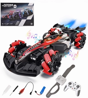 Remote Control F1 Car RC Cars Toys,Cool Rechargeable Stunt RC Car with 4WD Wheel with Bright Light,Fun Outdoor Toys Gifts for Kids Birthday or Chritmas 6-8 8-12 Years Old Red