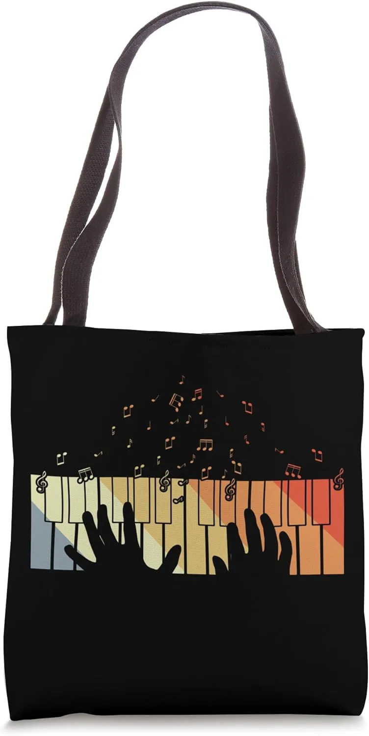 Retro Vintage Pianist Piano Performer Piano Keys Music Tote Bag