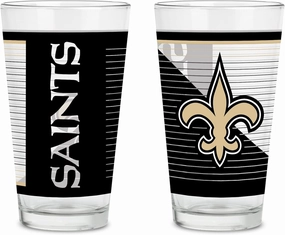 Rico Industries NFL Football Main 16 oz Pint Glasses with Digitally Printed Logo, Practical Set of 2 Classic Drinking Glasses, Dishwasher Safe