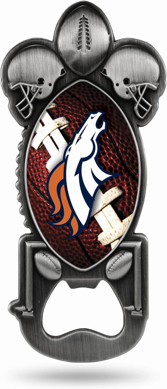 Rico Industries unisex Magnetic Metal Bottle Opener NFL Rico Broncos Party Starter, Team Color, 2.25 x 5- US