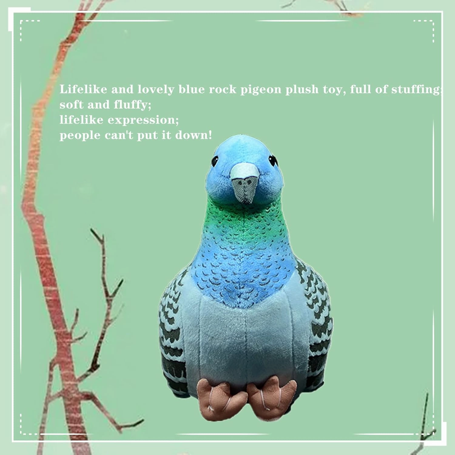 Rock Pigeon Plush Toy, 10 Inch Super Realistic Dove Plush Stuffed Simulation Soft Animal Toy Adorable Kids Christmas Birthday Gift Ornament Collection Use for All Ages and Occasions