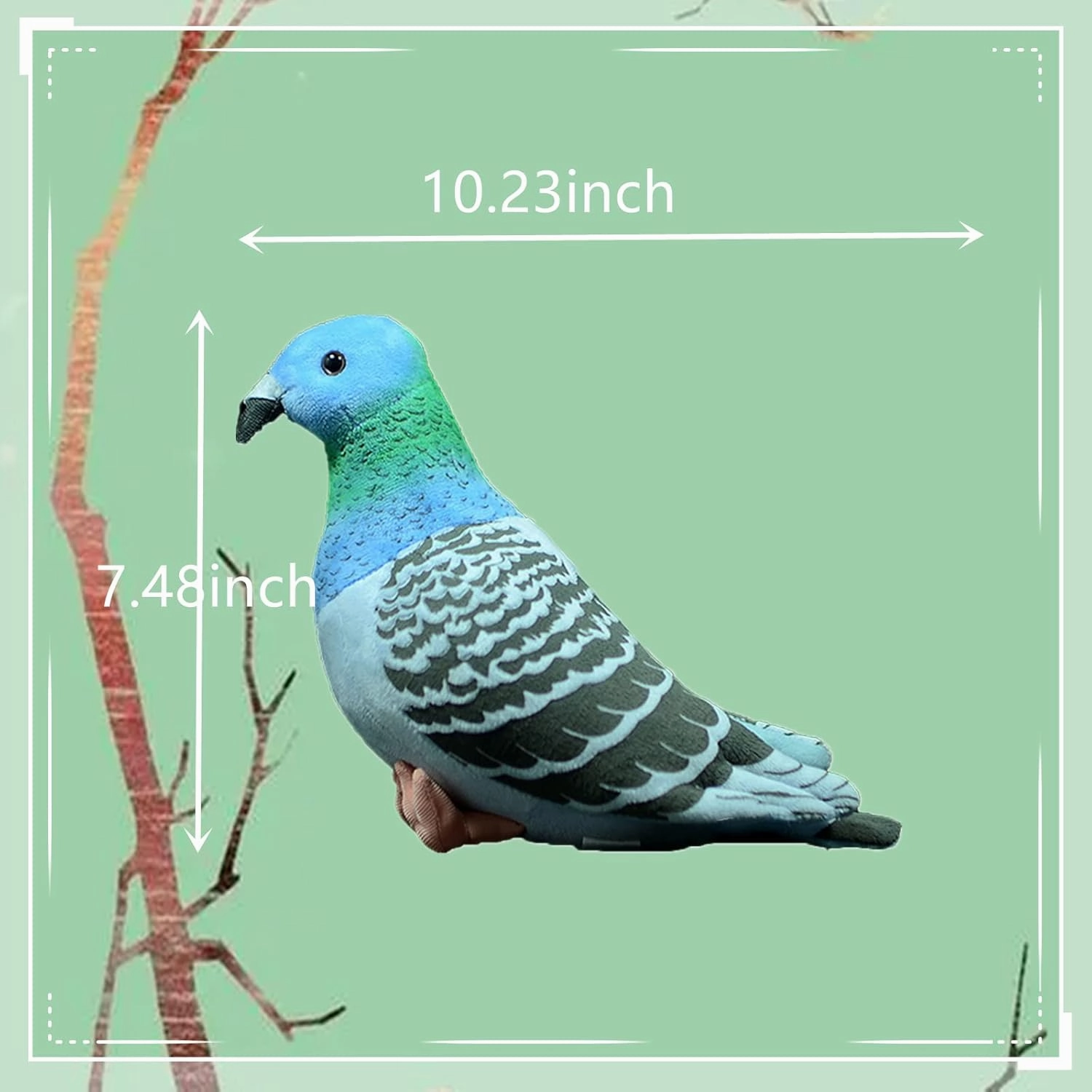 Rock Pigeon Plush Toy, 10 Inch Super Realistic Dove Plush Stuffed Simulation Soft Animal Toy Adorable Kids Christmas Birthday Gift Ornament Collection Use for All Ages and Occasions