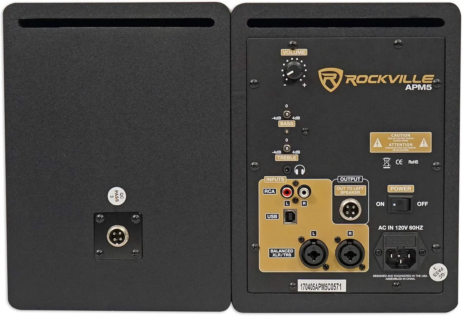 Rockville 5.25" 2-Way 250W Active/Powered USB Studio Monitor Speakers Pair (APM5C)