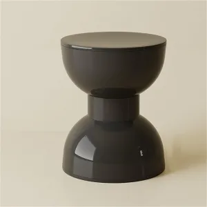 Round Side Table Bedside Table Small Nightstand Hourglass Design Stackable Low Stool Plastic Night Stands for Living Room Office Balcony Creative idea(Black)