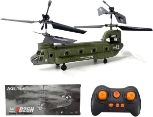 S026H Dual-Rotor Transport Aircraft, 2.4G 3CH RC Military-Style Helicopter with Gyro Stabilization & One-Key Return - RTF