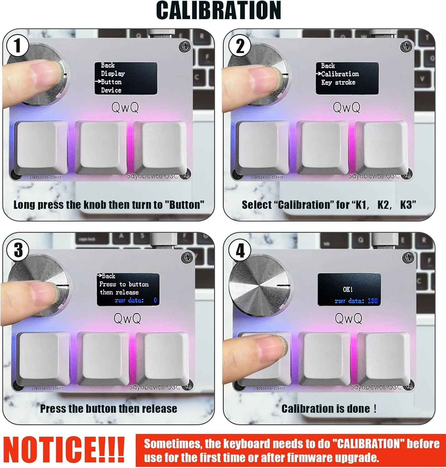SayoDevice OSU O3C Rapid Trigger Hall Switches Magnetic Linear Switches Keyboard with Knob and Screen,Copy Paste,Shotcut,Macro Hotswap Mini Keypad.…