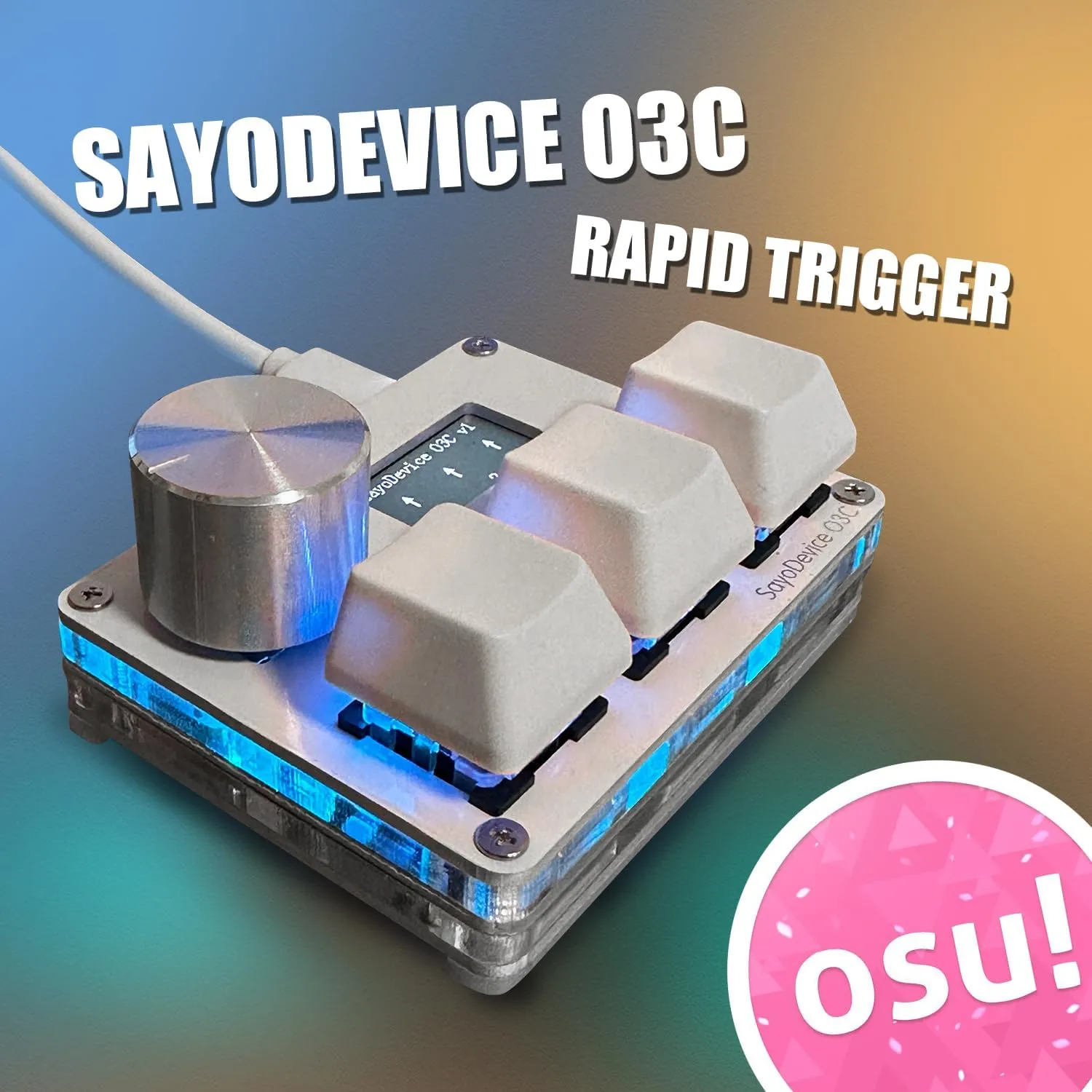 SayoDevice OSU O3C Rapid Trigger Hall Switches Magnetic Linear Switches Keyboard with Knob and Screen,Copy Paste,Shotcut,Macro Hotswap Mini Keypad.…