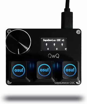 SayoDevice O3C OSU Keyboard Rapid Trigger Hall Switches Magnetic Linear Switches Keyboard with Knob and Screen,Copy Paste,Shotcut,Macro Hotswap Mini Keypad.… (with OSU keycaps-Black)