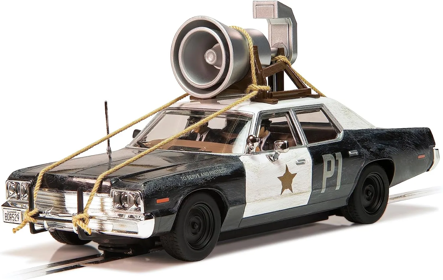 Scalextric Blues Brothers Bluesmobile Dodge Monaco Police Car with PA Speaker 1:32 Slot Race Car C4322