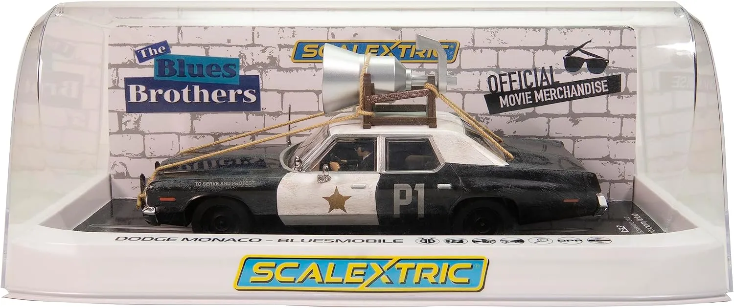 Scalextric Blues Brothers Bluesmobile Dodge Monaco Police Car with PA Speaker 1:32 Slot Race Car C4322