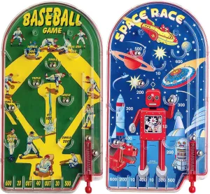 Schylling Classic 10" Pinball Games Space Race & Home Run! Baseball Gift Set Bundle - 2 Pack