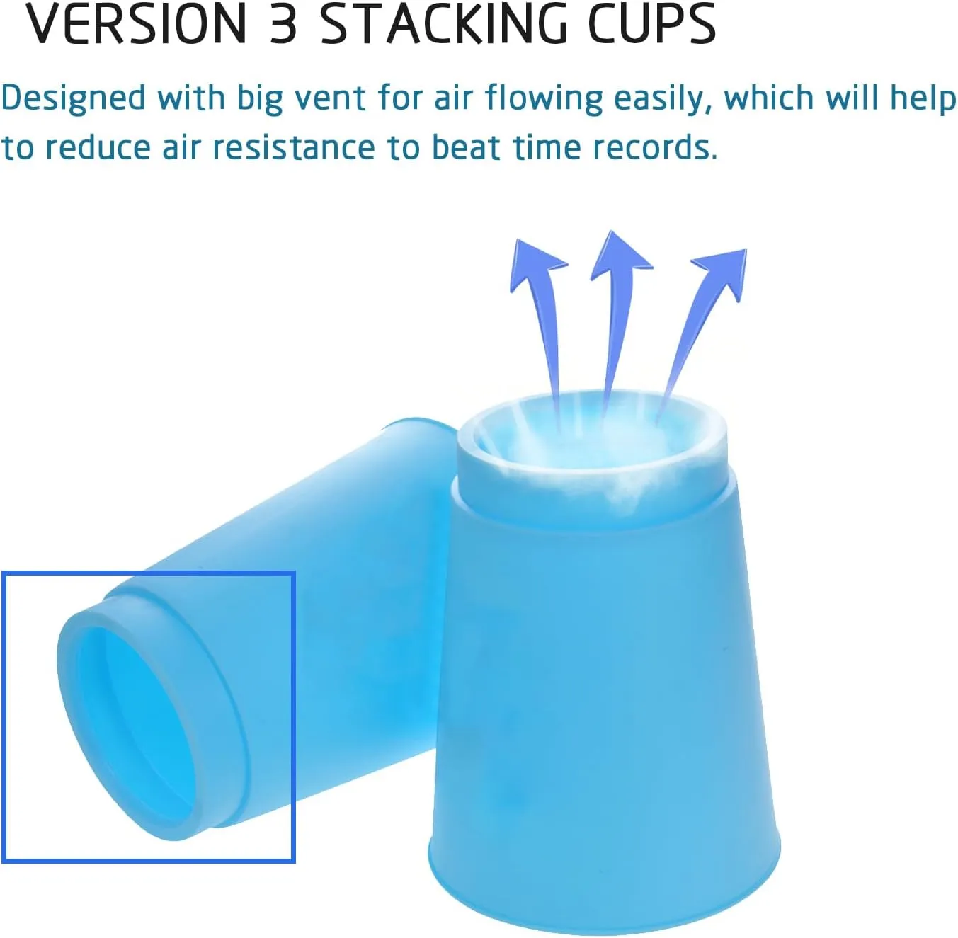 SEISSO Quick Stacks Cups,12PCS Stacking Cup Set,Classic Stack Training Game for Classroom,Great Gift Idea for Boys Girls (Blue)