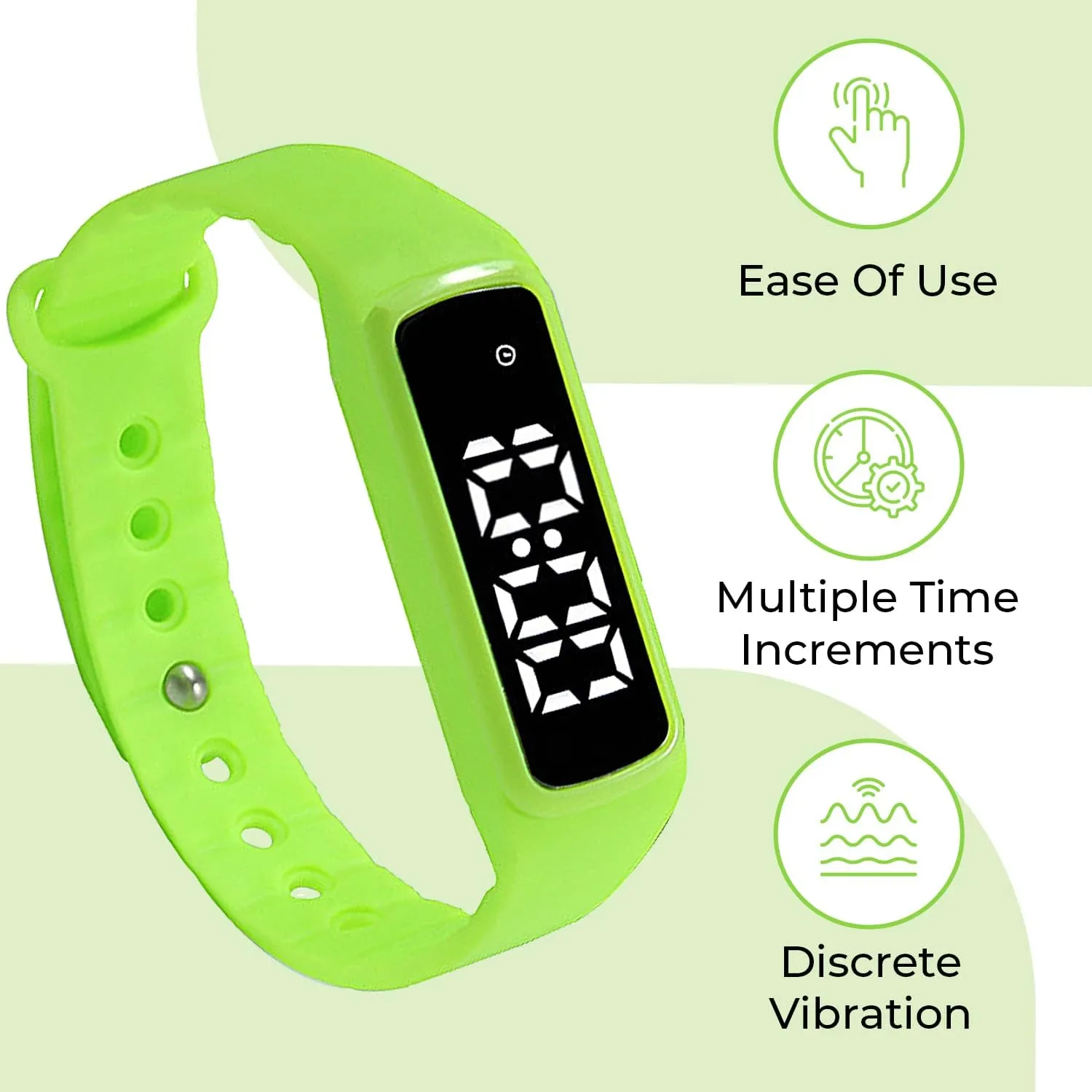 Sensory Wrist Timer for Kids, Teachers, Students, Simple Reminder Watch with Silent Alarm Clock Wristband, Classroom Countdown (Green)