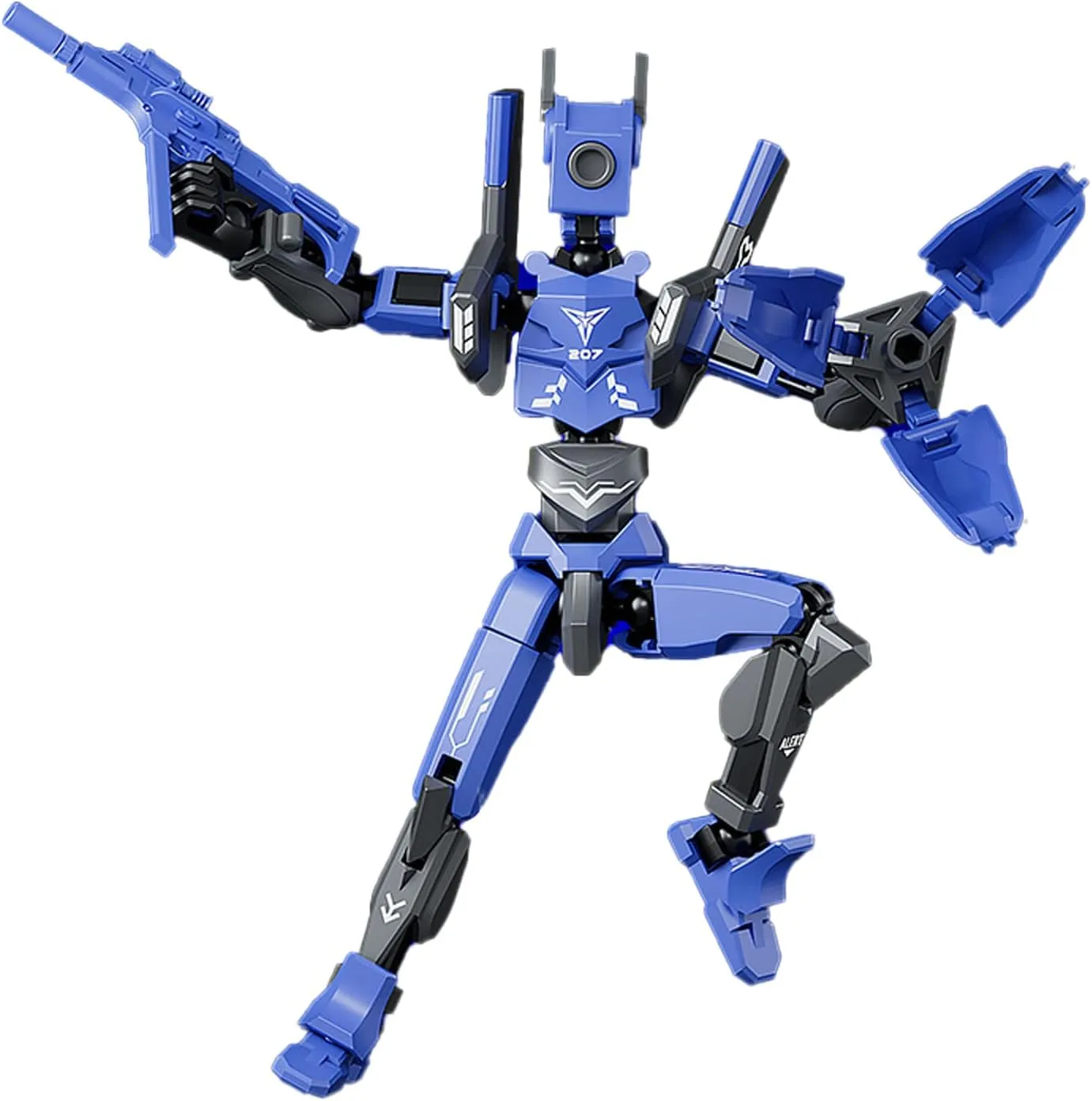 Sentinel 13 Action Figure Sixth Generation Dummy 13 Magnetic T13 Articulated Multi-Jointed Movable Robot PVC Model with Rotating Bearing Luxury Multi Weapon Accessories DIY Sticker (Blue)