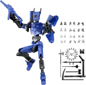 Sentinel 13 Action Figure Sixth Generation Dummy 13 Magnetic T13 Articulated Multi-Jointed Movable Robot PVC Model with Rotating Bearing Luxury Multi Weapon Accessories DIY Sticker (Blue)