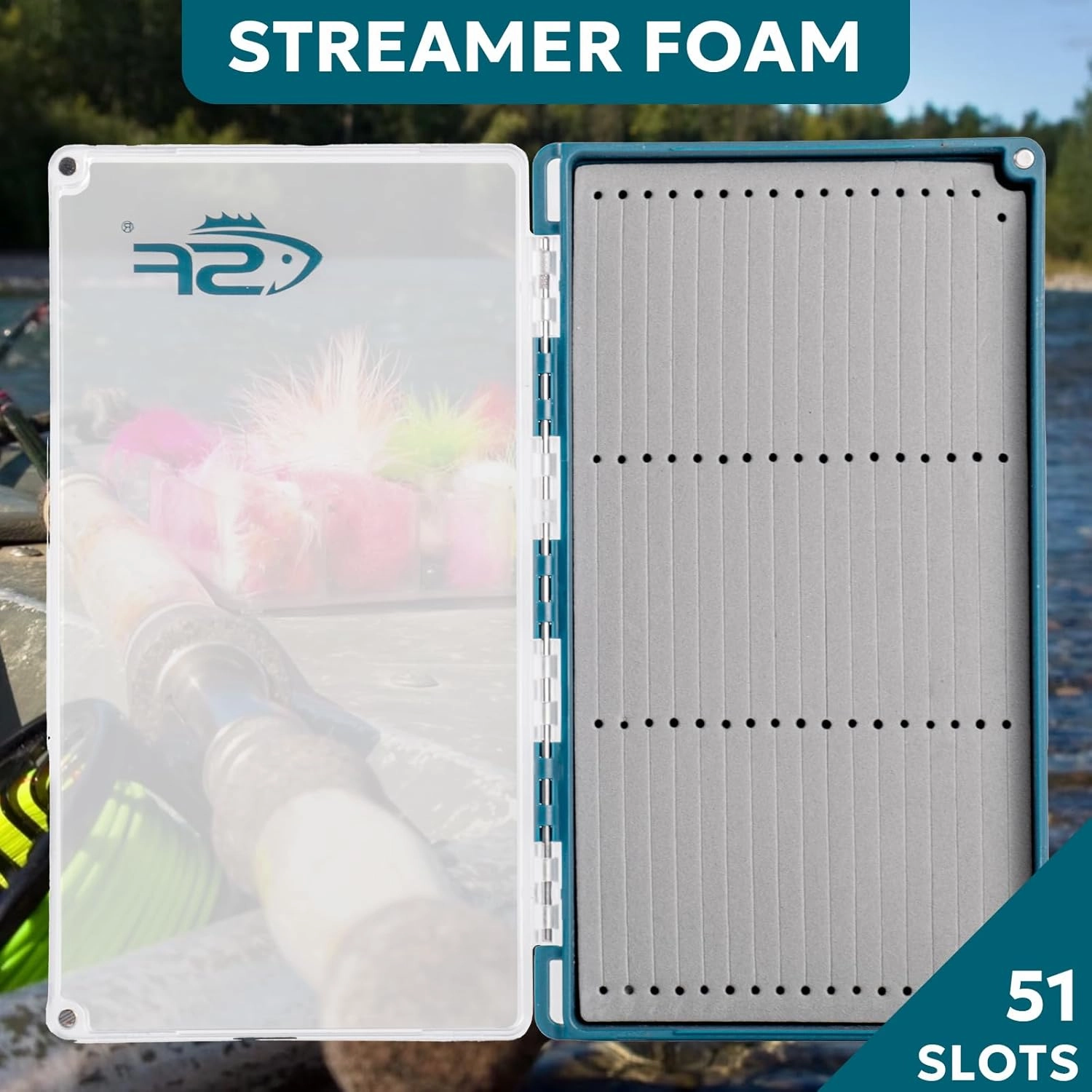 SF 2pcs Fly Fishing Box Magnetic Closure Streamer Foam Polycarbonate Material Clear Lid Trout Flies Fly Box For Nymphs Fly Box Liner