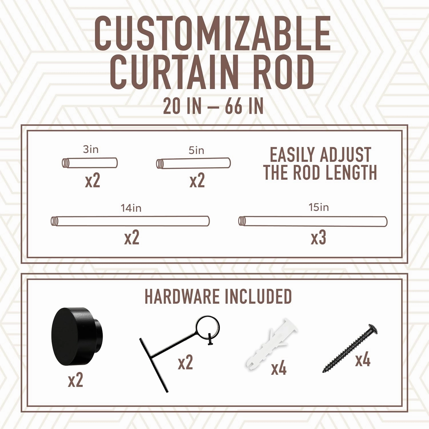 Sheffield Home Curtain Rod for Window, 1 Inch Diameter, Iron Customizable Window Curtain Rod, Matte Black, 20"-66"