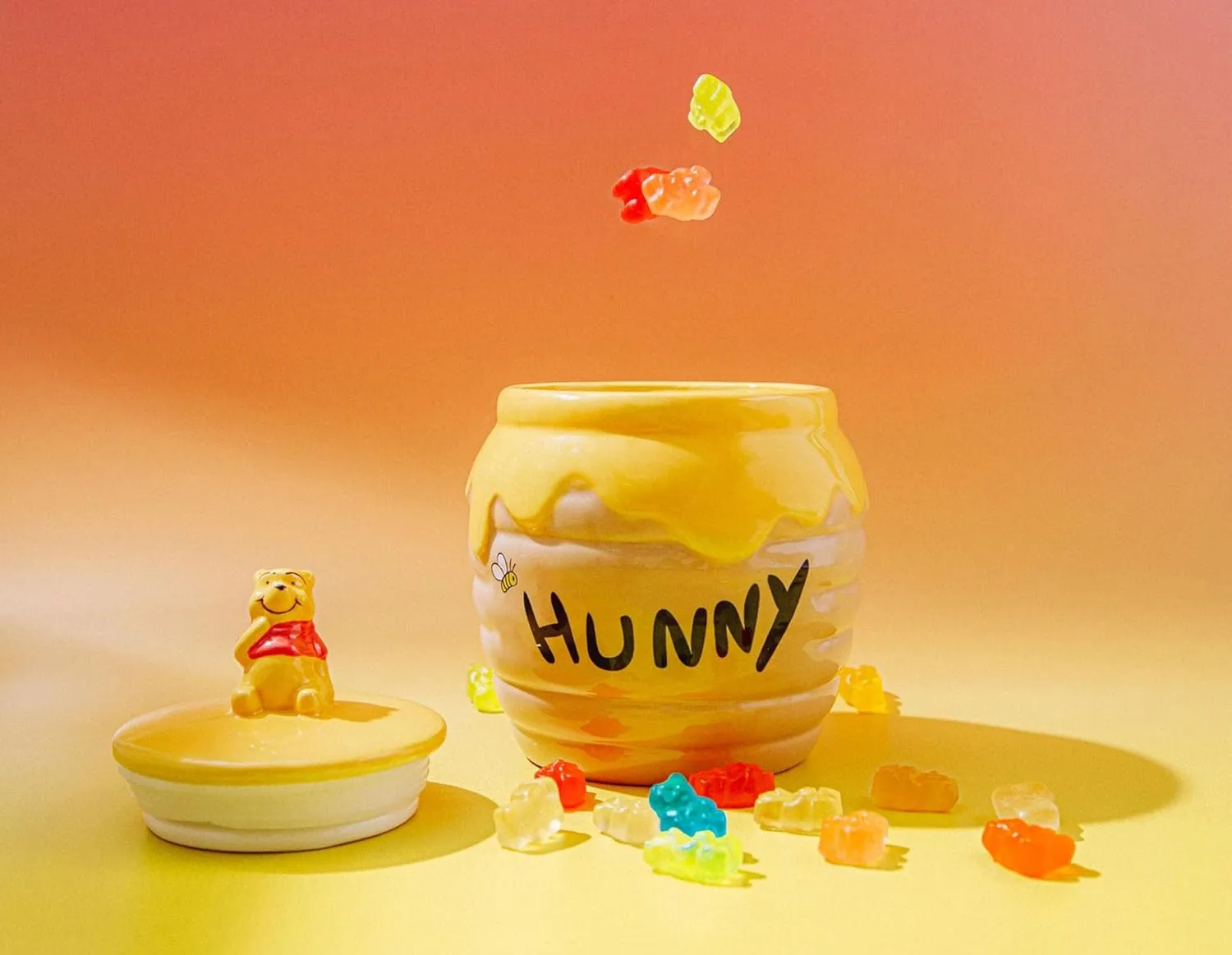 Silver Buffalo Disney Winnie the Pooh Honey "Hunny" Pot Sculpted 3D Hand Painted Ceramic Snack Cookie Jar (Small)