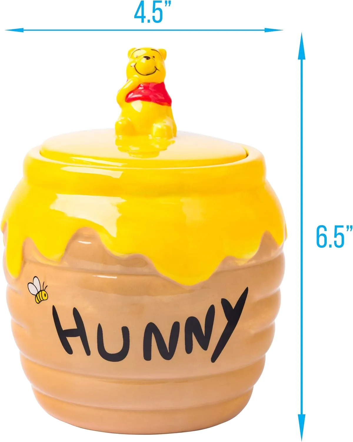 Silver Buffalo Disney Winnie the Pooh Honey "Hunny" Pot Sculpted 3D Hand Painted Ceramic Snack Cookie Jar (Small)