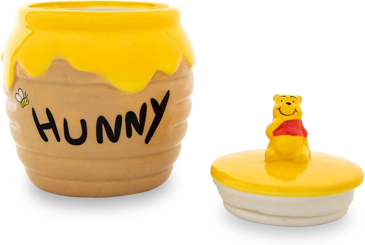 Silver Buffalo Disney Winnie the Pooh Honey "Hunny" Pot Sculpted 3D Hand Painted Ceramic Snack Cookie Jar (Small)