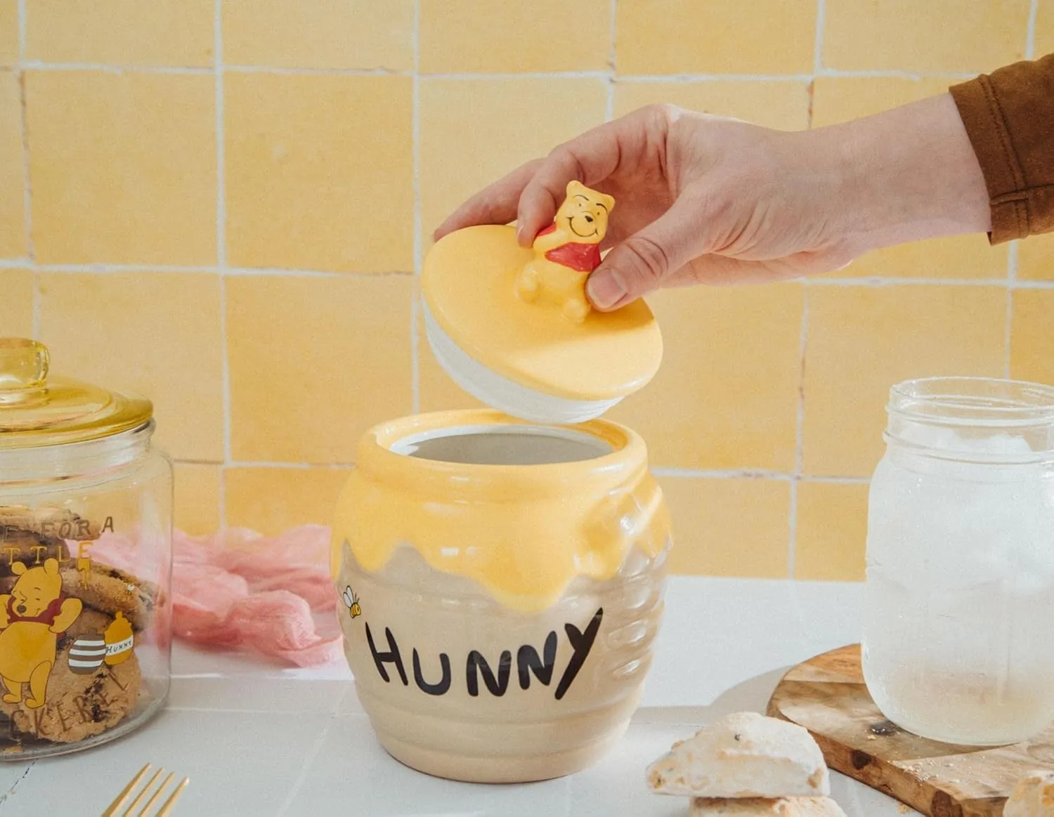 Silver Buffalo Disney Winnie the Pooh Honey "Hunny" Pot Sculpted 3D Hand Painted Ceramic Snack Cookie Jar (Small)