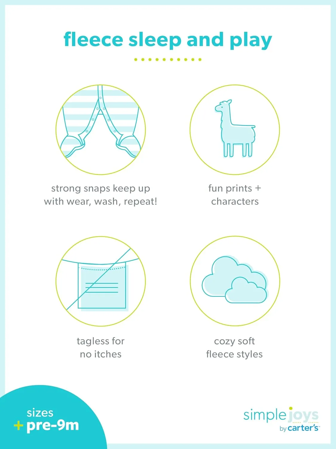 Simple Joys by Carter's Baby Girls' 2-Pack Cotton Snap Footed Sleep and Play