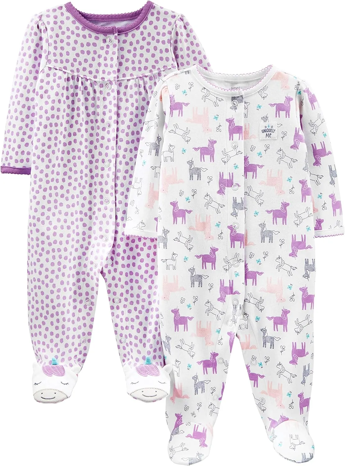 Simple Joys by Carter's Baby Girls' 2-Pack Cotton Snap Footed Sleep and Play