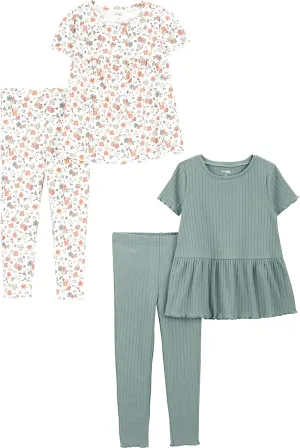 Simple Joys by Carter's Baby Girls' 4-Piece Short-Sleeve Shirts and Pants Playwear Set