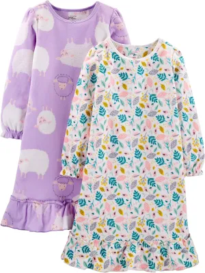 Simple Joys by Carter's Girls' 2-Pack Fleece Nightgowns