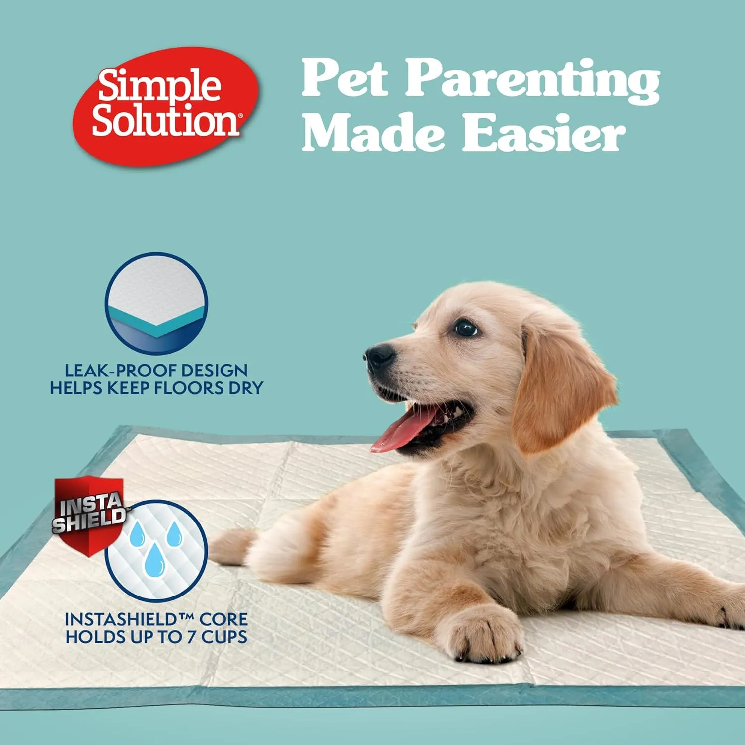 Simple Solution Extra Large Pee Pads For Dogs, XL Puppy Potty Training Pee Pad, 6 Layers Thick, Instashield Absorbent, Attracts Dogs, Leak Proof, Odor Neutralizing, Disposable, XLARGE 28"x30", 100ct