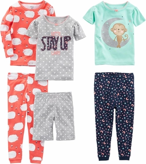 Simple Joys by Carter's Girls' 6-Piece Snug Fit Cotton Pajama Set
