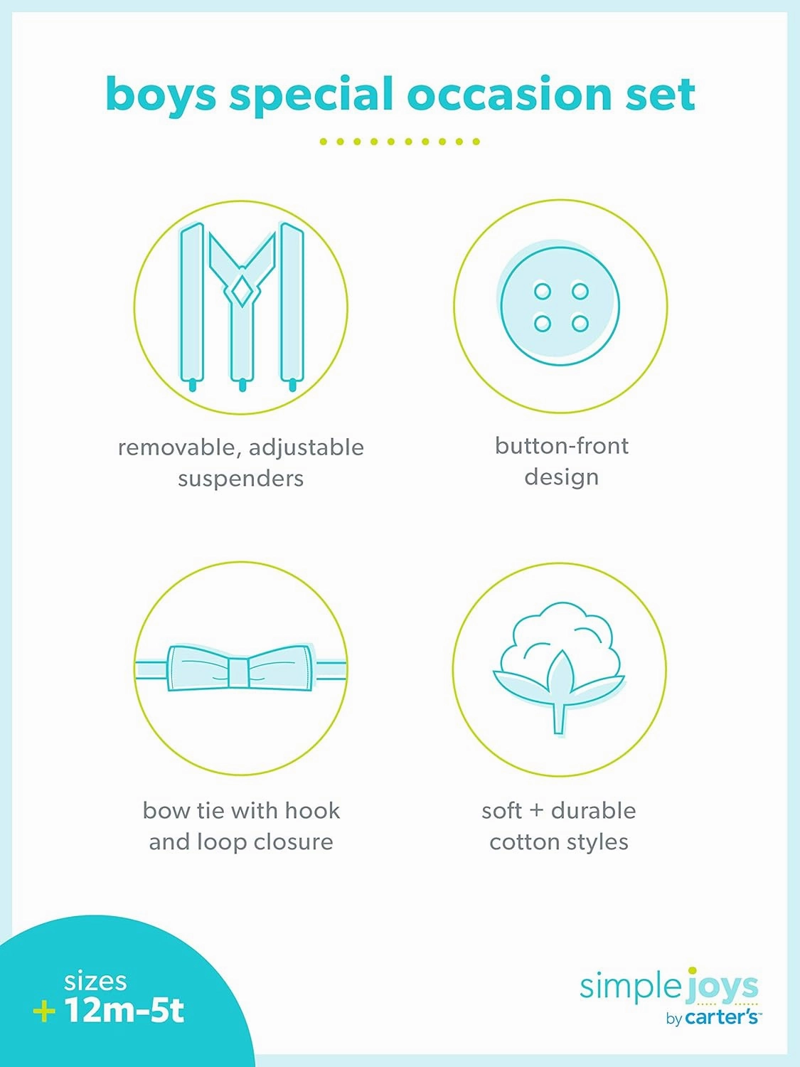 Simple Joys by Carter's Toddlers and Baby Boys' 4-Piece Special Occasion Bow-tie and Suspender Pants Set