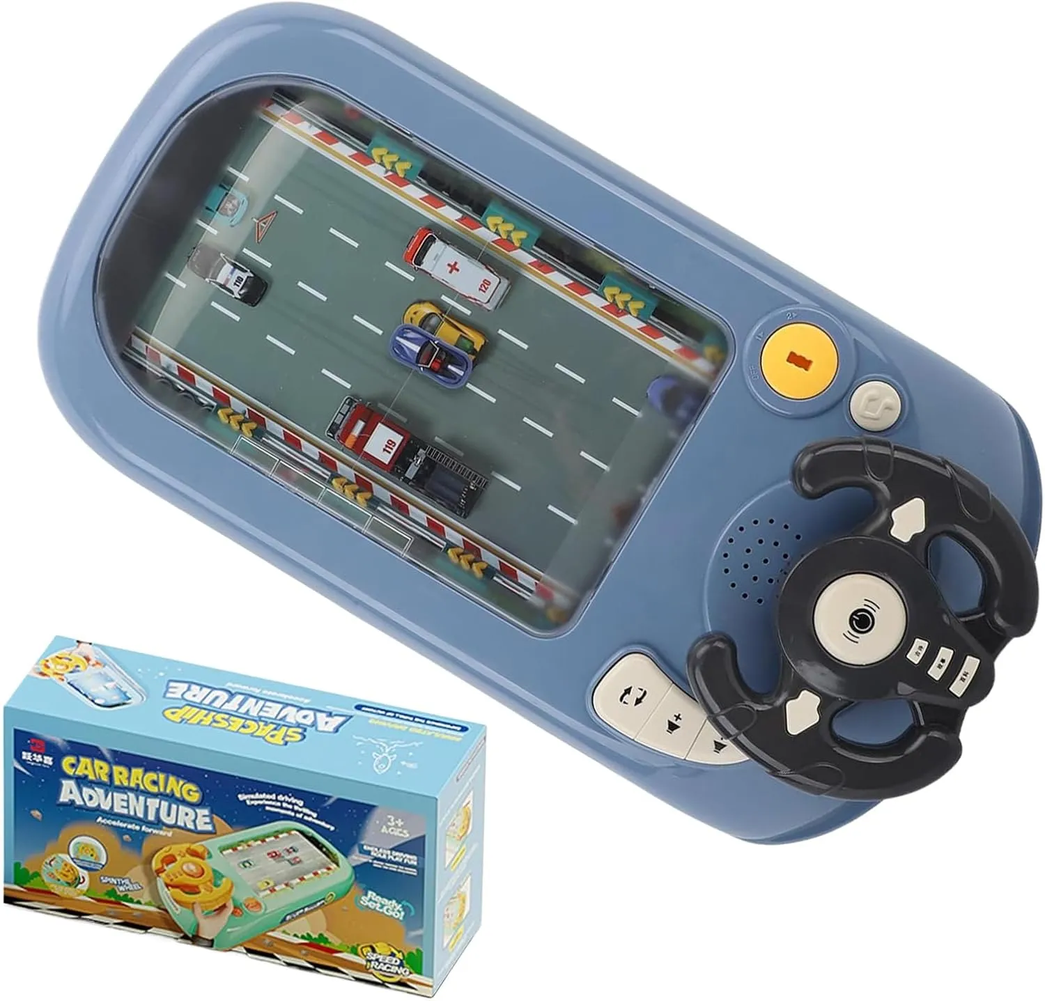 Simulation Driving Steering Wheel, 2025 New Racing Adventure Car Steering Wheel, Musical Interactive Racing Car Steering Wheel Toy (Grey)