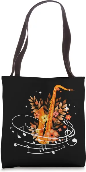 Singer Musician Notes Musical Instruments Saxophone Tote Bag