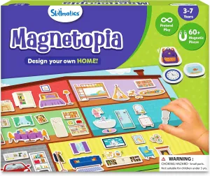 Skillmatics Creative Toy Magnetopia - Design Your Home, Interactive Pretend Play Set for Kids, Toddlers, 60  Magnetic Pieces, Preschool Learning Game, Gifts for Girls & Boys Ages 3, 4, 5, 6, 7