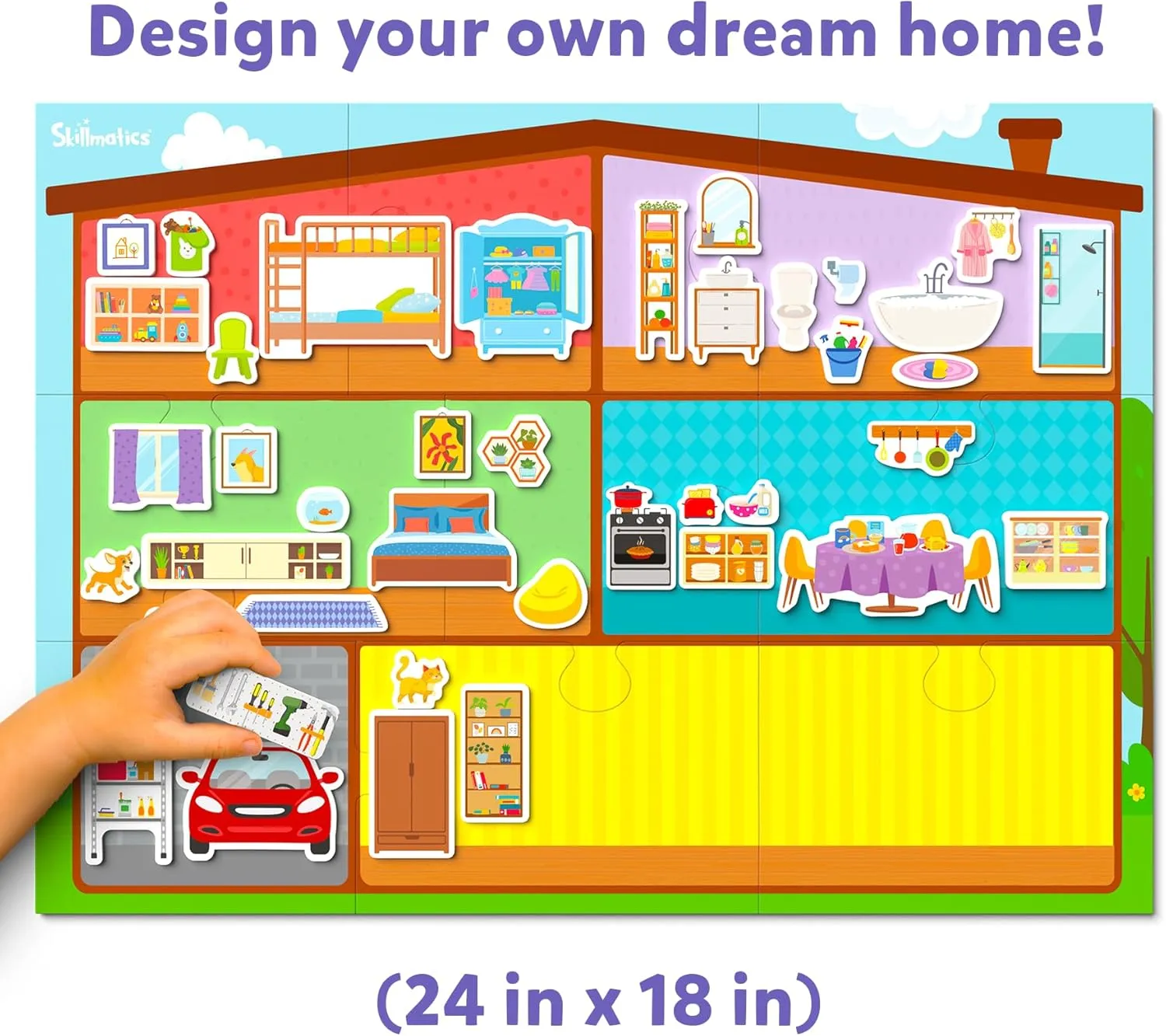 Skillmatics Creative Toy Magnetopia - Design Your Home, Interactive Pretend Play Set for Kids, Toddlers, 60  Magnetic Pieces, Preschool Learning Game, Gifts for Girls & Boys Ages 3, 4, 5, 6, 7