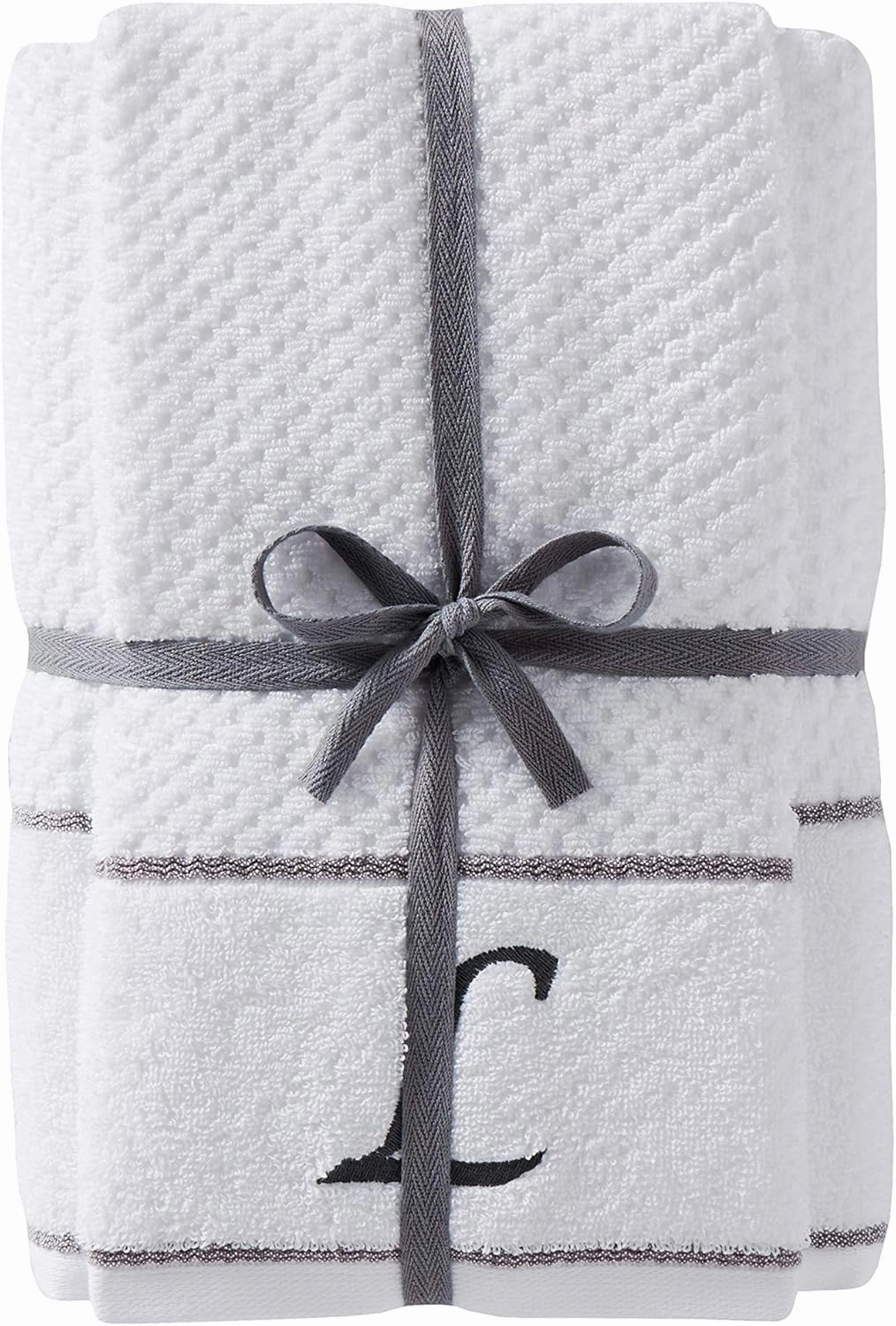 SKL Home by Saturday Knight Ltd. Monogram "L" Bath and Hand Towel Set, White, 4-pack