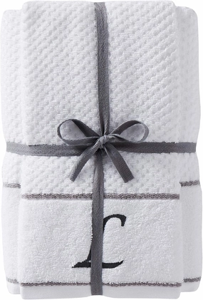 SKL Home by Saturday Knight Ltd. Monogram "L" Bath and Hand Towel Set, White, 4-pack