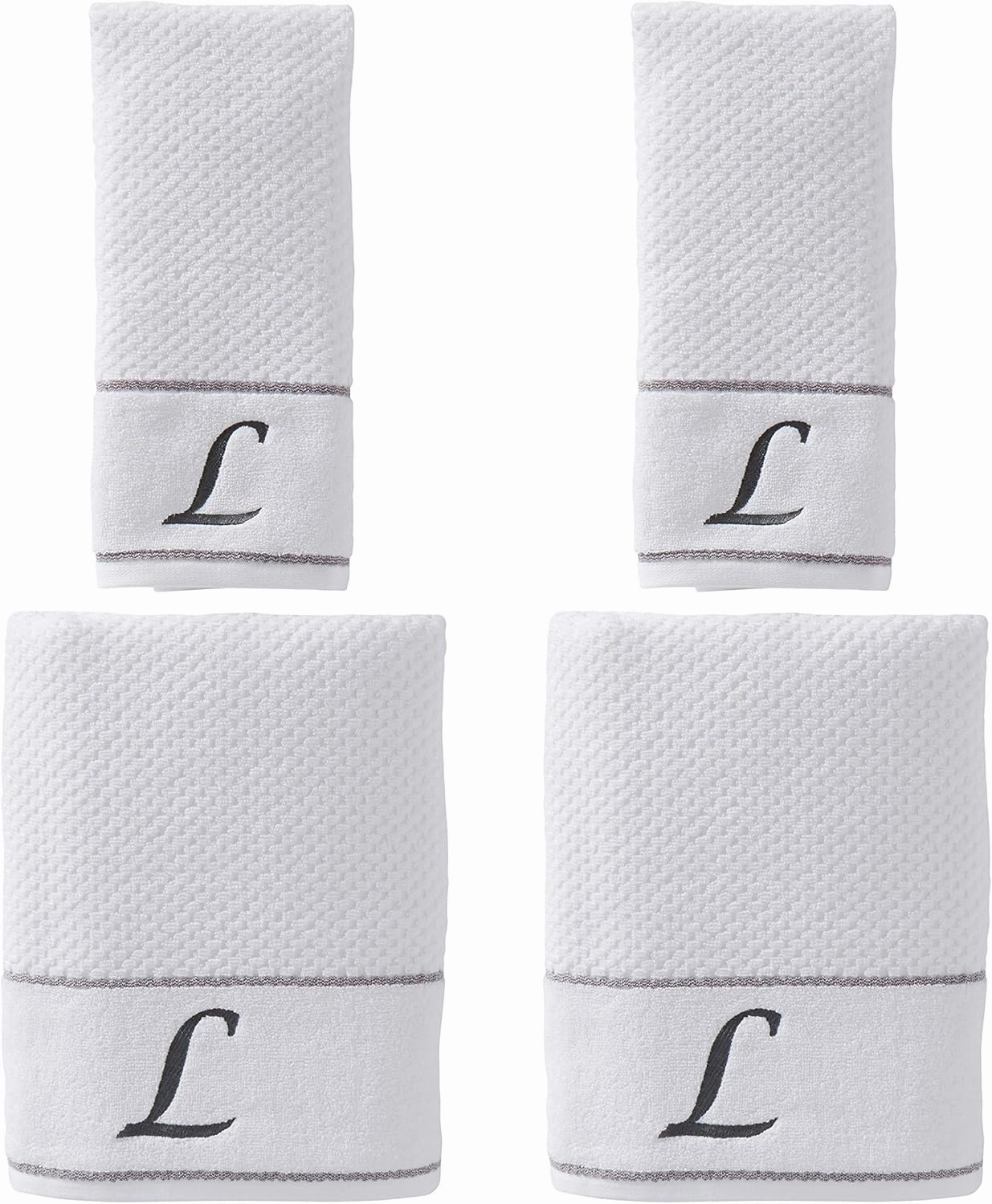 SKL Home by Saturday Knight Ltd. Monogram "L" Bath and Hand Towel Set, White, 4-pack