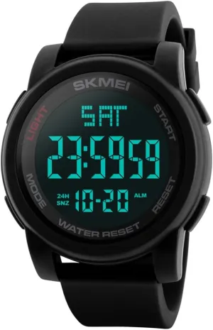 SKMEI Simple Digital Men’s Military Watches Waterproof Electronic LED Double Time Black Wristwatch Sport