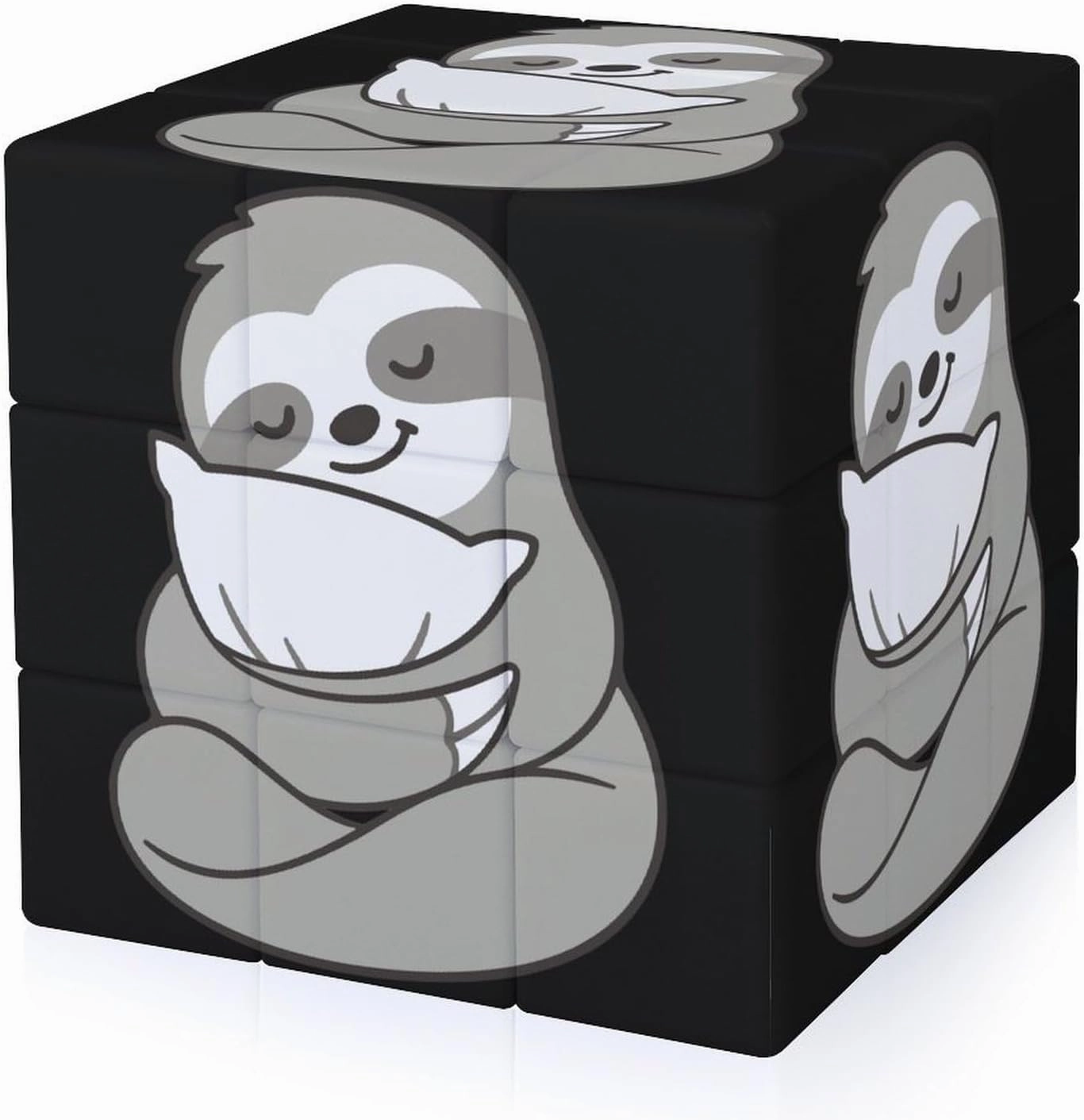 Sleepy Sloth Hugging Pillow Adults 3x3x3 Color-Matching Smooth Fully Printed Cube Gift