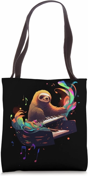Sloth Playing Piano Pianist Piano Player Musician Tote Bag