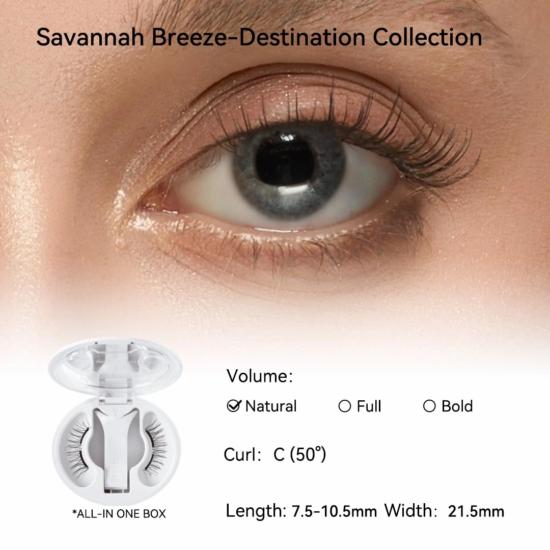 Soft Magnetic Lashes Kit, Destination Collection Magnetic Lashes (No.26 Savannah Breeze, 21.5mm)